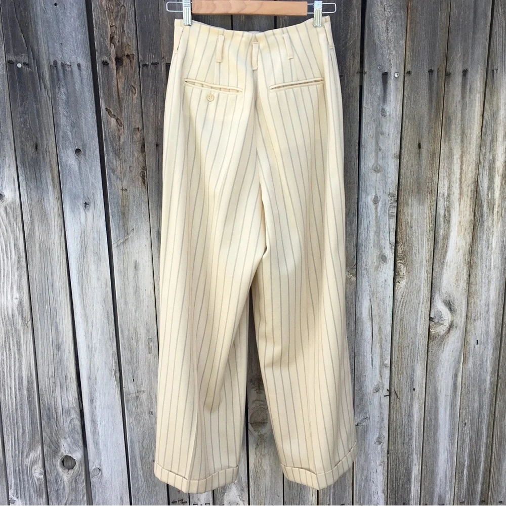 Ralph Lauren Blue Label Vintage Y2K High Rise Striped Wide Leg Pants Cream Blue - Picture 11 of 16